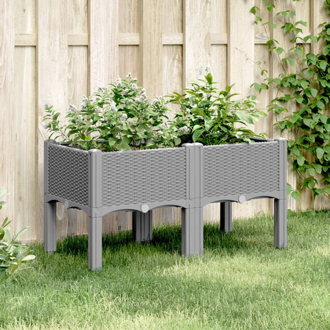 Fioriera da Giardino con Gambe Grigio Chiaro 80x40x42 cm in PP