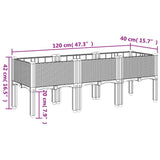 Fioriera da Giardino con Gambe Grigia 120x40x42 cm in PP