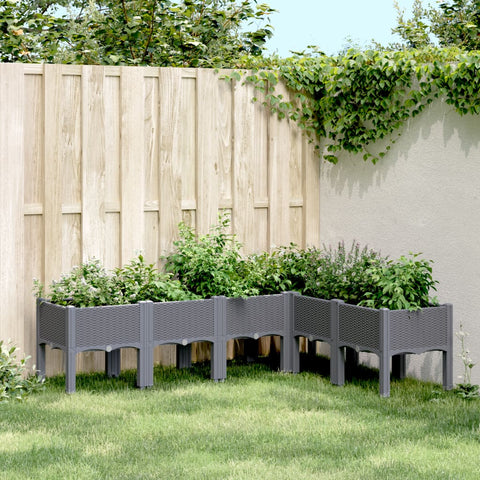 Fioriera da Giardino con Gambe Grigia 160x120x42 cm in PP