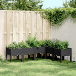 Fioriera da Giardino con Gambe Nera 160x120x42 cm in PP