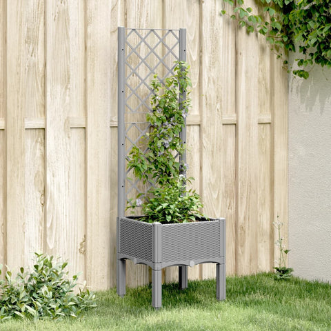 Fioriera da Giardino con Graticcio Grigio Chiaro 40x40x142cm PP