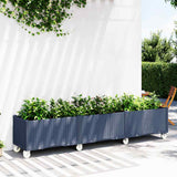 Fioriera da Giardino con Ruote Grigio Blu 240x50x54 cm in PP