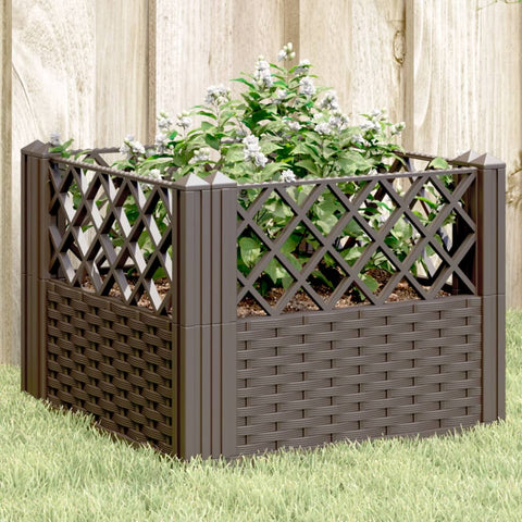 Fioriera da Giardino con Picchetti Marrone 43,5x43,5x43,5 cm PP