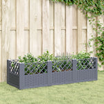 Fioriera da Giardino con Picchetti Grigia 123,5x43,5x43,5 cm PP