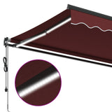 Tenda da Sole Retrattile Automatica con LED Bordò 400x350 cm