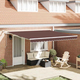 Tenda da Sole Retrattile Automatica con LED Marrone 400x300 cm