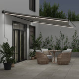 Tenda Retrattile Manuale con LED Antracite e Bianco 600x350 cm