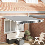 Tenda da Sole Retrattile Manuale Antracite e Bianco 300x250 cm