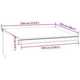 Tenda Retrattile Antracite e Bianca 3,5x2,5m Tessuto/Alluminio
