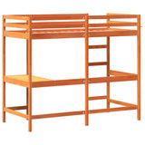 Letto Soppalco con Scrivania Marrone Cera 90x190 cm Legno Pino