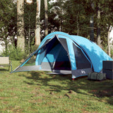 Tenda da Campeggio a Cabina per 4 Persone Blu Impermeabile