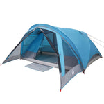 Tenda da Campeggio a Cabina per 4 Persone Blu Impermeabile