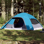 Tenda da Campeggio a Cupola per 4 Persone Blu Impermeabile