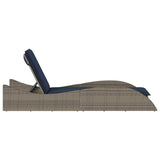 Lettino Prendisole con Cuscino Grigio 60x205x73 cm in Polyrattan