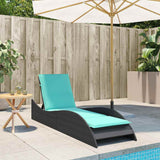 Lettino prendisole con cuscino nero 60x205x73 cm in polyrattan