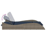 Lettino Prendisole con Cuscini Grigio 114x205x73 cm in Polyrattan