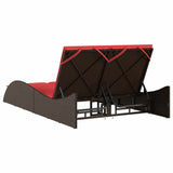 Lettino Prendisole con Cuscini Marrone 114x205x73 cm in Polyrattan