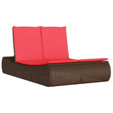 Lettino Prendisole con Cuscini Marrone in Polyrattan