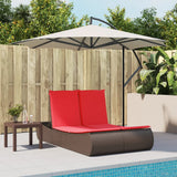 Lettino Prendisole con Cuscini Marrone in Polyrattan