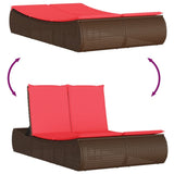 Lettino Prendisole con Cuscini Marrone in Polyrattan