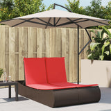Lettino Prendisole con Cuscini Marrone in Polyrattan