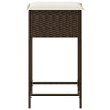 Sgabelli da Bar con Cuscini 2 pz Marroni in Polyrattan
