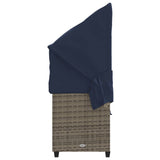 Lettino Prendisole con Baldacchino e Cuscini Grigio Polyrattan