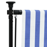 Tenda a Rullo Esterno Blu e Bianca 100x270cm Tessuto e Acciaio