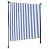 Tenda a Rullo Esterno Blu e Bianca 200x270cm Tessuto e Acciaio