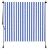 Tenda a Rullo Esterno Blu e Bianca 200x270cm Tessuto e Acciaio