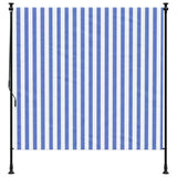 Tenda a Rullo Esterno Blu e Bianca 200x270cm Tessuto e Acciaio