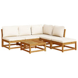 Set Salotto da Giardino 6 pz con Cuscini in Massello di Acacia