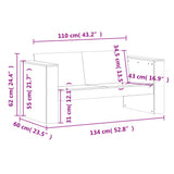 Divano da Giardino 2 Posti 134x60x62 cm Legno Massello di Pino