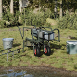 Carrello da Pesca Verde con 2Ruote Acciaio Verniciato a Polvere