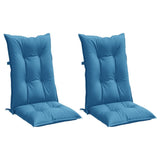 Cuscini Sedia Schiena Alta 2 Blu Mélange 120x50x7 Tessuto