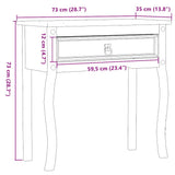Tavolino Consolle Corona 73x35x73 cm in Legno Massello di Pino