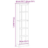 Libreria Corona 46x20x170 cm in Legno Massello di Pino