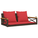 Panchina Dondolo con Cuscini Marrone 109x62x40 cm in Polyrattan