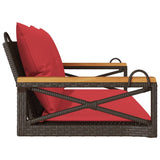 Panchina Dondolo con Cuscini Marrone 109x62x40 cm in Polyrattan