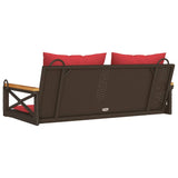 Panchina Dondolo con Cuscini Marrone 109x62x40 cm in Polyrattan