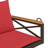 Panchina Dondolo con Cuscini Marrone 109x62x40 cm in Polyrattan