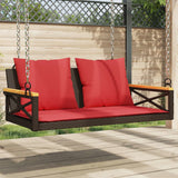 Panchina Dondolo con Cuscini Marrone 109x62x40 cm in Polyrattan