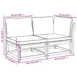 Set Salotto da Giardino 2 pz con Cuscini Legno Massello Acacia
