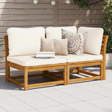 Set Salotto da Giardino 2 pz con Cuscini Legno Massello Acacia