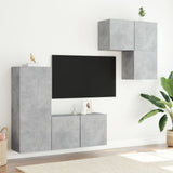 Mobili TV a Muro con LED 4pz Grigio Cemento Legno truciolato
