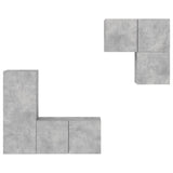 Mobili TV a Muro con LED 4pz Grigio Cemento Legno truciolato