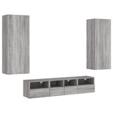 Mobili TV a Muro 5pz Grigio Sonoma in Legno truciolato
