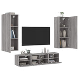 Mobili TV a Muro 5pz Grigio Sonoma in Legno truciolato