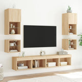 Mobili TV a Muro con LED 8pz Rovere Sonoma Legno truciolato
