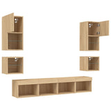 Mobili TV a Muro con LED 8pz Rovere Sonoma Legno truciolato